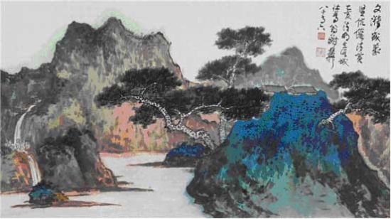 谢稚柳 《山水》设色纸本 镜心 51×90cm