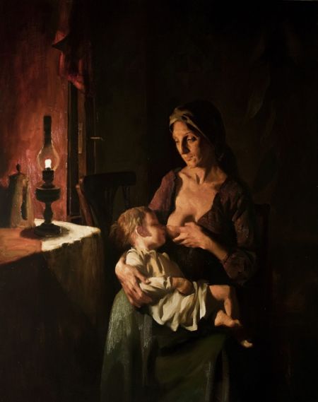 《母与子》 140cm×120cm 布面油画2014年