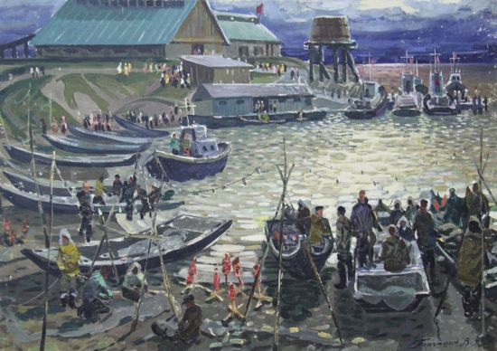 托尔佳申作品 《打渔归来》 85cm×120cm 布面油画 1969年